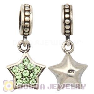 European Sterling Peridot Pave Star Dangle With Peridot Austrian Crystal