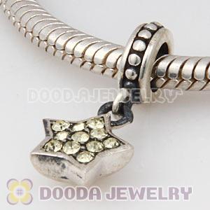 European Sterling Jonquil Pave Star Dangle With Jonquil Austrian Crystal