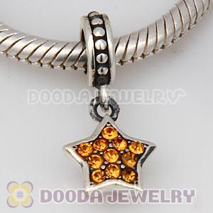 European Sterling Topaz Pave Star Dangle With Topaz Austrian Crystal