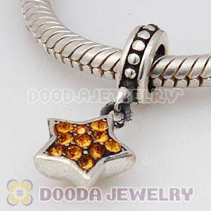 European Sterling Topaz Pave Star Dangle With Topaz Austrian Crystal