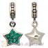 European Sterling Emerald Pave Star Dangle With Emerald Austrian Crystal