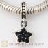 European Sterling Jet Pave Star Dangle With Jet Austrian Crystal