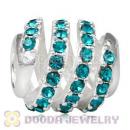 925 Sterling Silver Modern Glam Charm Bead With Blue Zircon Austrian Crystal Wholesale