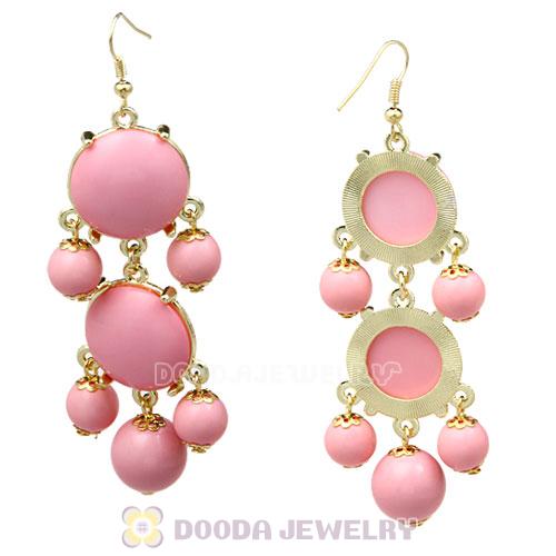 Fashion Gold Plated Pink Resin Chandelier Bubble Earrings Wholesale