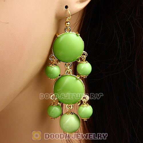 Fashion Gold Plated Olivine Resin Chandelier Bubble Earrings Wholesale