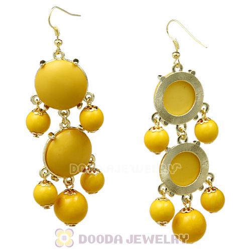 Fashion Gold Plated Yellow Resin Chandelier Bubble Earrings Wholesale