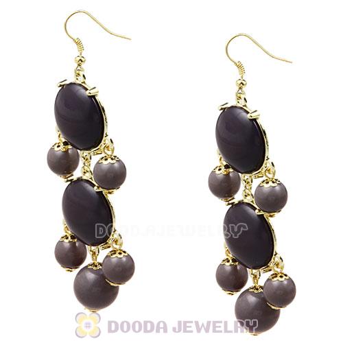Fashion Gold Plated Grey Resin Chandelier Bubble Earrings Wholesale