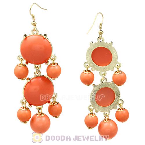 Fashion Gold Plated Orange Resin Chandelier Bubble Earrings Wholesale