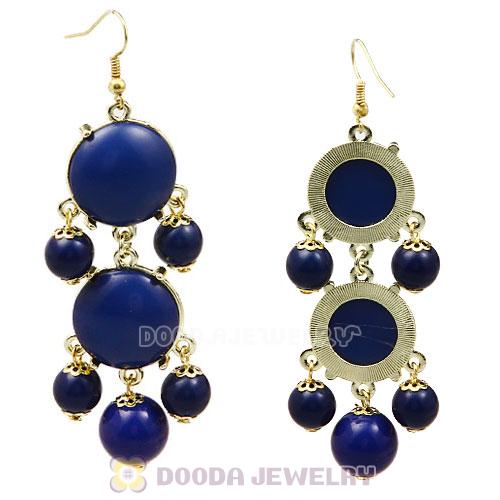 Fashion Gold Plated Navy Resin Chandelier Bubble Earrings Wholesale