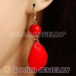 Fashion Hoop Coral Red Bubble Earrings Wholesale