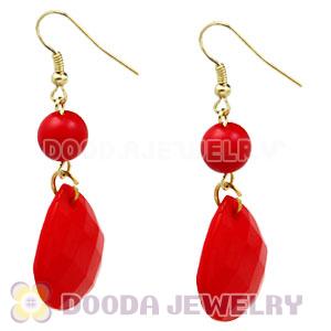 Fashion Hoop Coral Red Bubble Earrings Wholesale