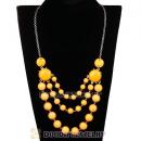 Fashion Silver Chains Three Layers Yolk Yellow Resin Bubble Bib Statement Necklaces Wholesale