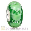 Handmade European Petals Glass Beads Inside Cubic Zirconia In 925 Silver Core