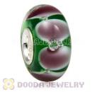 Handmade European Petals Glass Beads Inside Cubic Zirconia In 925 Silver Core