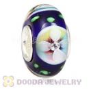 Handmade European Flower Glass Beads Inside Cubic Zirconia In 925 Silver Core