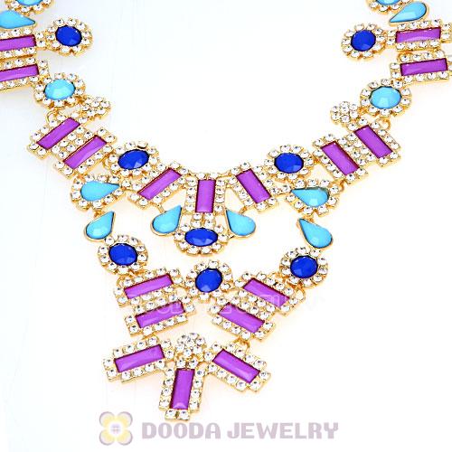 Fashion Ladies Rhinestone Crystal Resin Bib Statement Necklace 