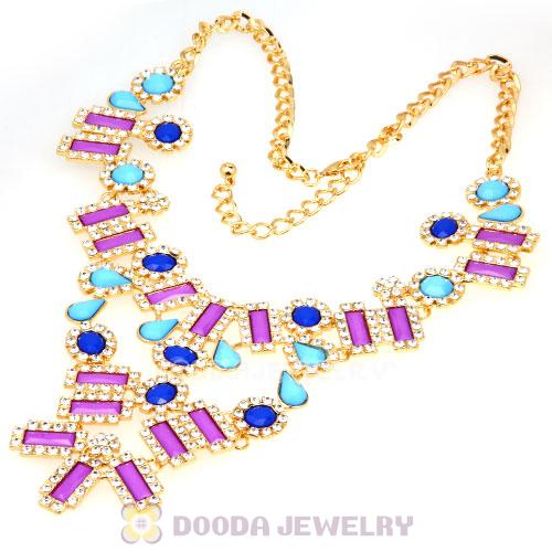 Fashion Ladies Rhinestone Crystal Resin Bib Statement Necklace 
