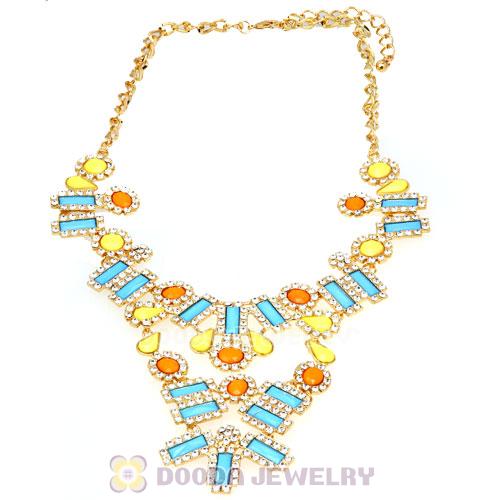 Fashion Ladies Rhinestone Crystal Resin Bib Statement Necklace 