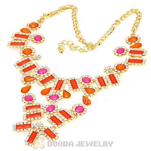 Fashion Ladies Rhinestone Crystal Resin Bib Statement Necklace 