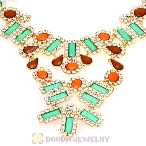 Fashion Ladies Rhinestone Crystal Resin Bib Statement Necklace 