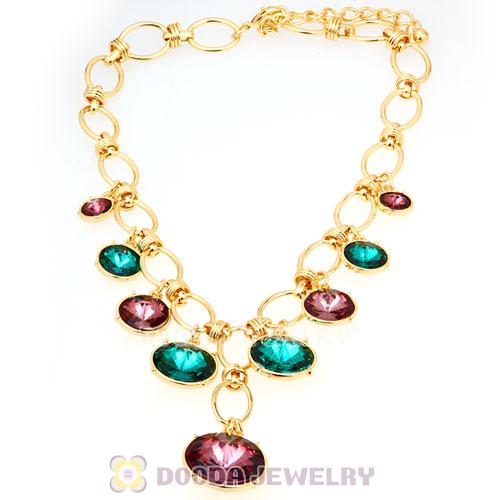 Fashion Ladies Gold Chain Rhinestone Crystal Bib Necklace
