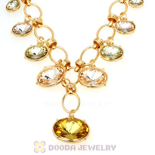 Fashion Ladies Gold Chain Rhinestone Crystal Bib Necklace