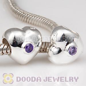 Solid Sterling Silver European Style Beads with Stone