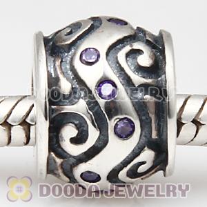 European Style Silver Beads with Purple Stone