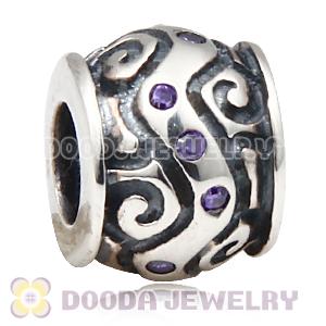 European Style Silver Beads with Purple Stone