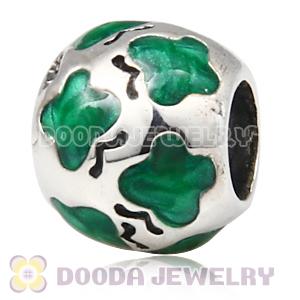 925 Sterling Silver Butterfly Charms with Green Enamel 