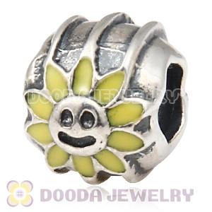925 Sterling Silver European Smile Flower Charm Beads