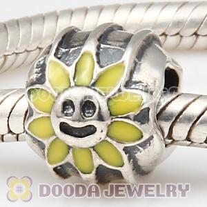 925 Sterling Silver European Smile Flower Charm Beads