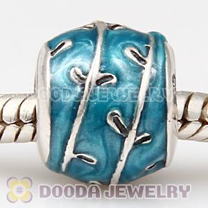 European Silver Bead Fantasy Vines with Blue Enamel