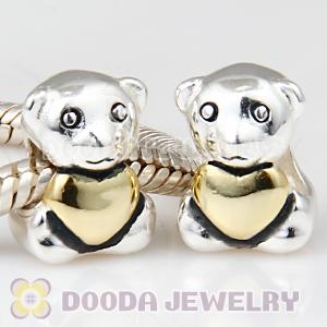 Gold Plated 925 Sterling Silver Bear My Heart Charm Beads Wholesale