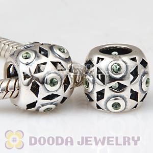 925 Sterling Silver European Bead With Olivine CZ Stone Wholesale
