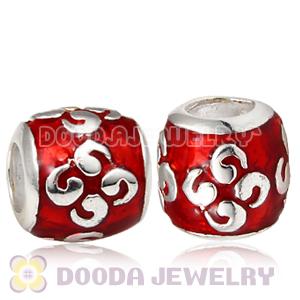 925 Sterling Silver European Style Zen Enamel Red Bead