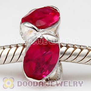 925 Sterling Silver European Style Charm Beads with Red Stone