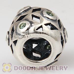 925 Sterling Silver European Bead With Olivine CZ Stone Wholesale