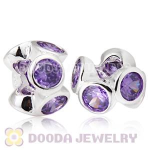 European Style Silver Beads with 6 Purple Stone
