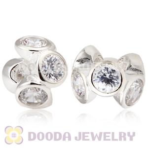 European Style Silver Beads with 6 Clear Stone