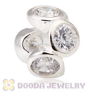 European Style Silver Beads with 6 Clear Stone