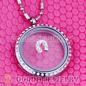 Alloy Horseshoe with crystal Floating Locket Charms Wholesale