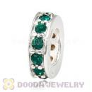Sterling Silver European Spacer Beads with Emerald Austrian Crystal