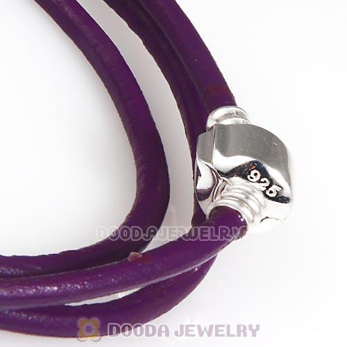 57cm European Purple Triple Slippy Leather Intuition Bracelet