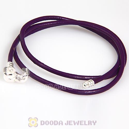 61.5cm European Purple Triple Slippy Leather Intuition Bracelet
