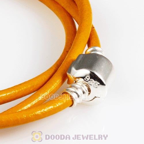 57cm European Yellow Triple Slippy Leather Sunny Bracelet