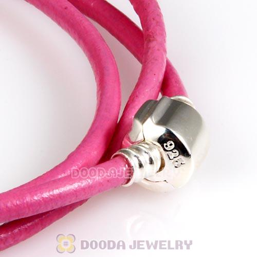 61.5cm European Pink Triple Slippy Leather Romantic Bracelet