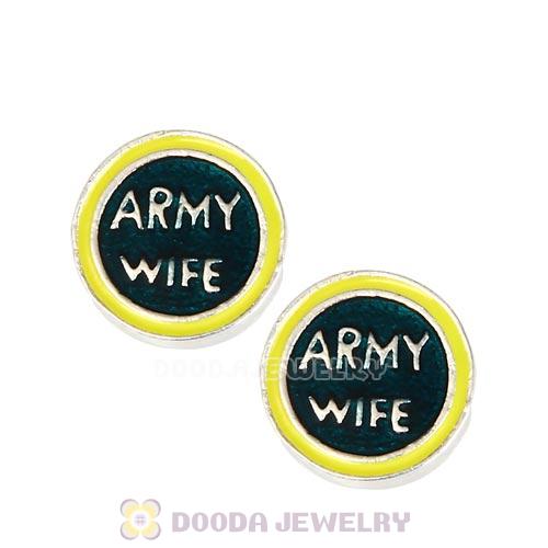 Alloy ARMY WIFE Enamel Floating Locket Charms Wholesale