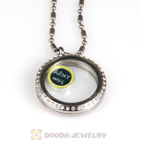 Alloy ARMY WIFE Enamel Floating Locket Charms Wholesale