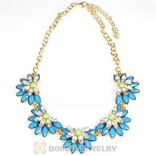 Resin Rhinestone Crystal Lotus Choker Bib Necklace Wholesale
